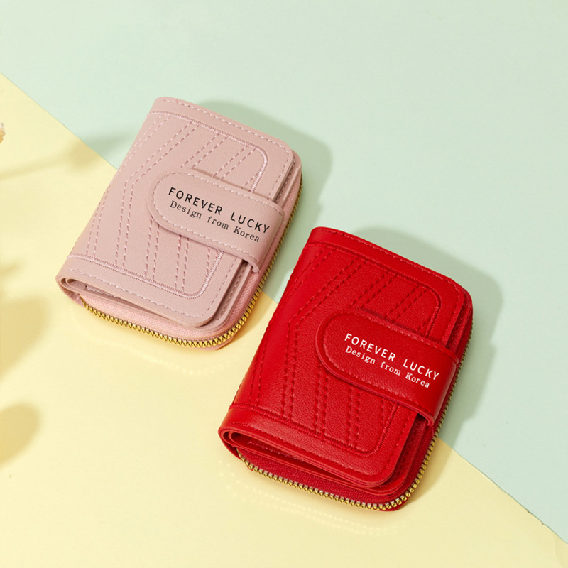 Cross-Border New Style Women's Wallet with Embroidery Zipper Coin Purse, Simple Ins Style, Multi-Card Slot Integrated Short Wallet