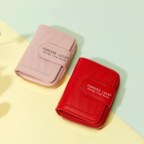 Cross-Border New Style Women's Wallet with Embroidery Zipper Coin Purse, Simple Ins Style, Multi-Card Slot Integrated Short Wallet