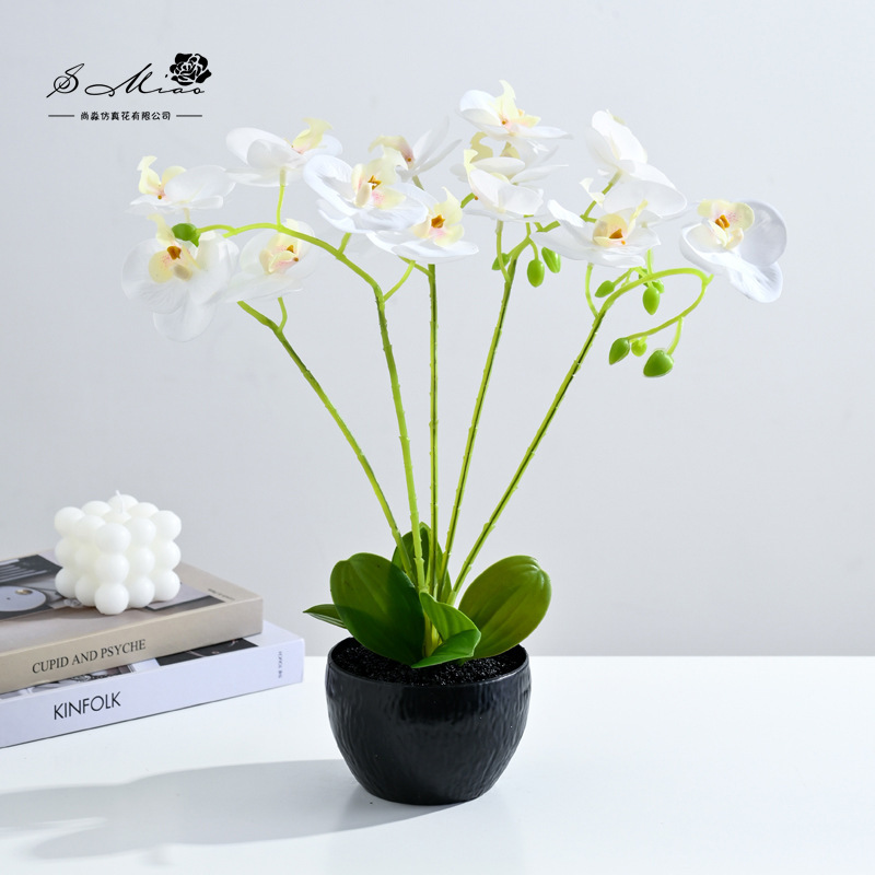 Flor falsa 5 tenedor 15 sensación de orquídea mariposa bonsai fábrica de flores de decoración directa para el hogar adornos de imitación maceta image 8