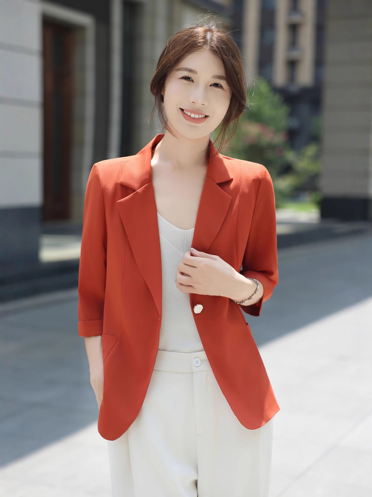 春夏季新款休闲小西装外套女显瘦七分袖职业小西服防晒上衣现货