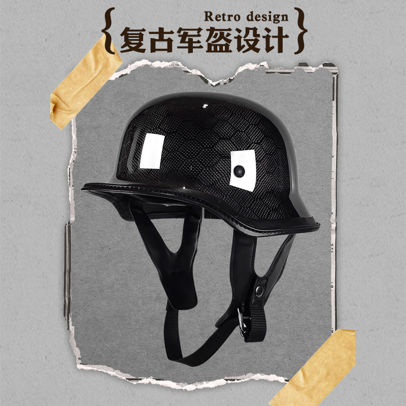 Medio casco retro de fibra de carbono personalizado OEM 3C certificado casco de motocicleta locomotora estilo alemán gran casco fábrica al por mayor