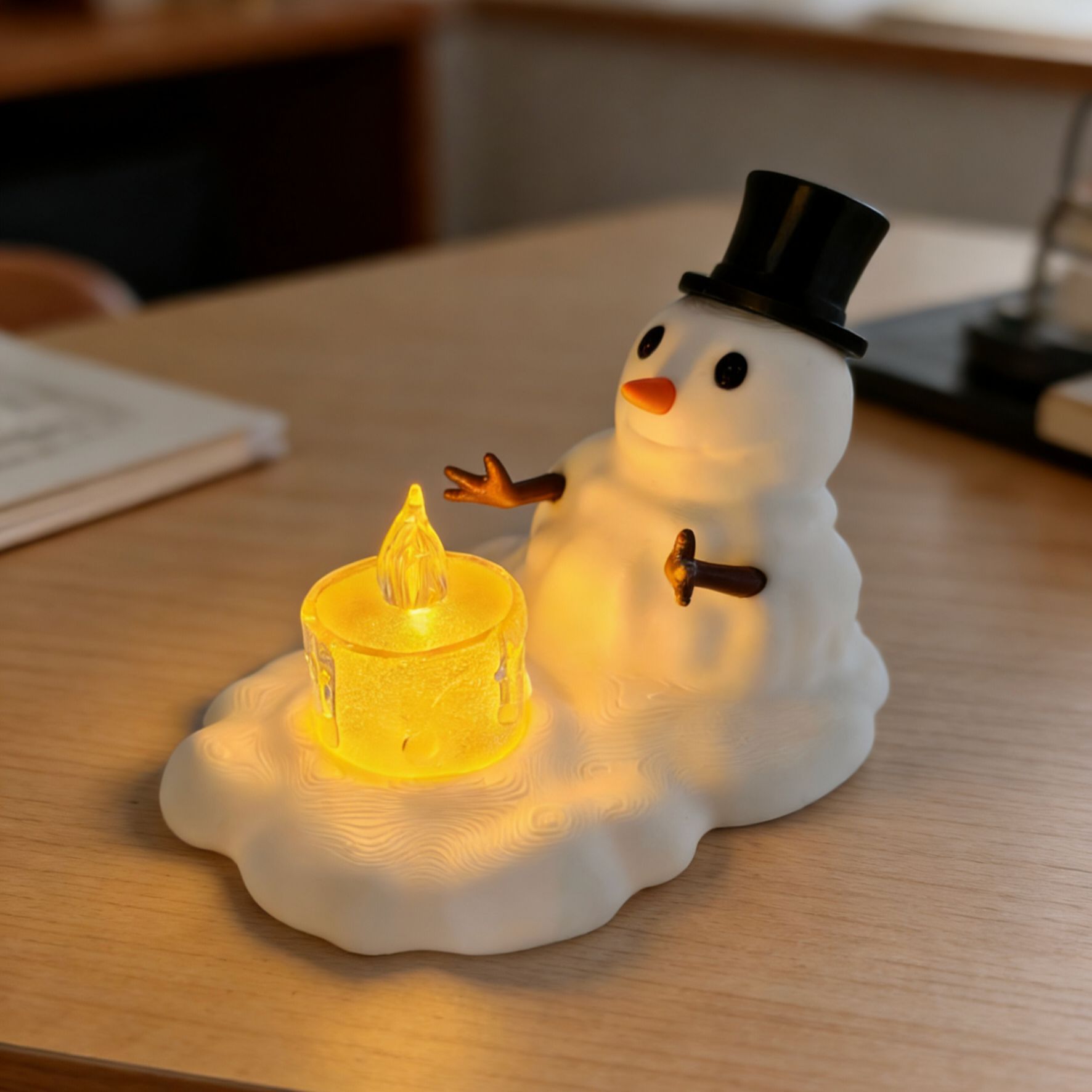 Vela Electrónica LED de Muñeco de Nieve 3D de PLA para Navidad image 2