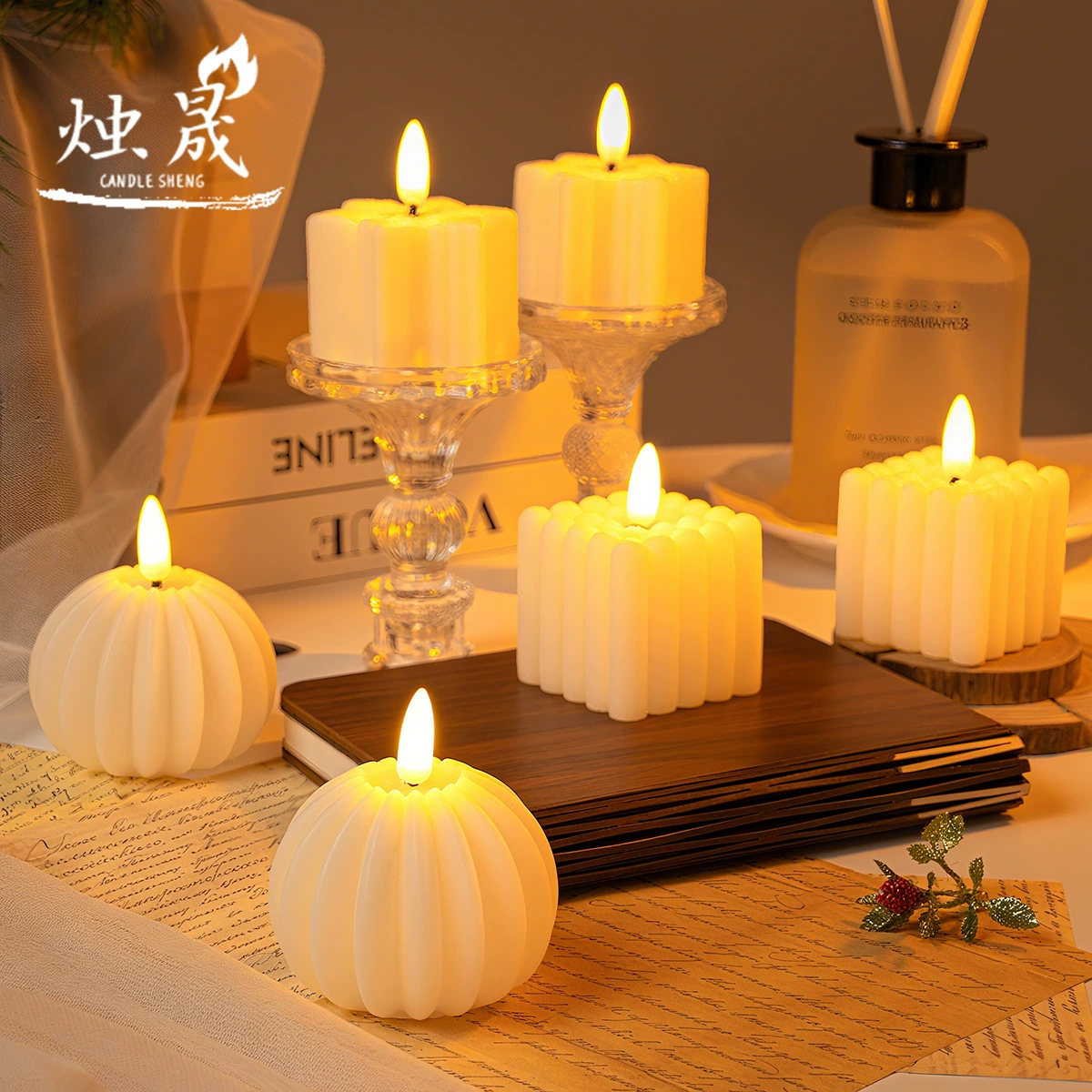Цифровые светодиодные свечи-фонари в форме тыквы, декоративные элементы для фото, искусственные свечи, светящийся кубик Рубика, атмосферное освещение для Хэллоуина