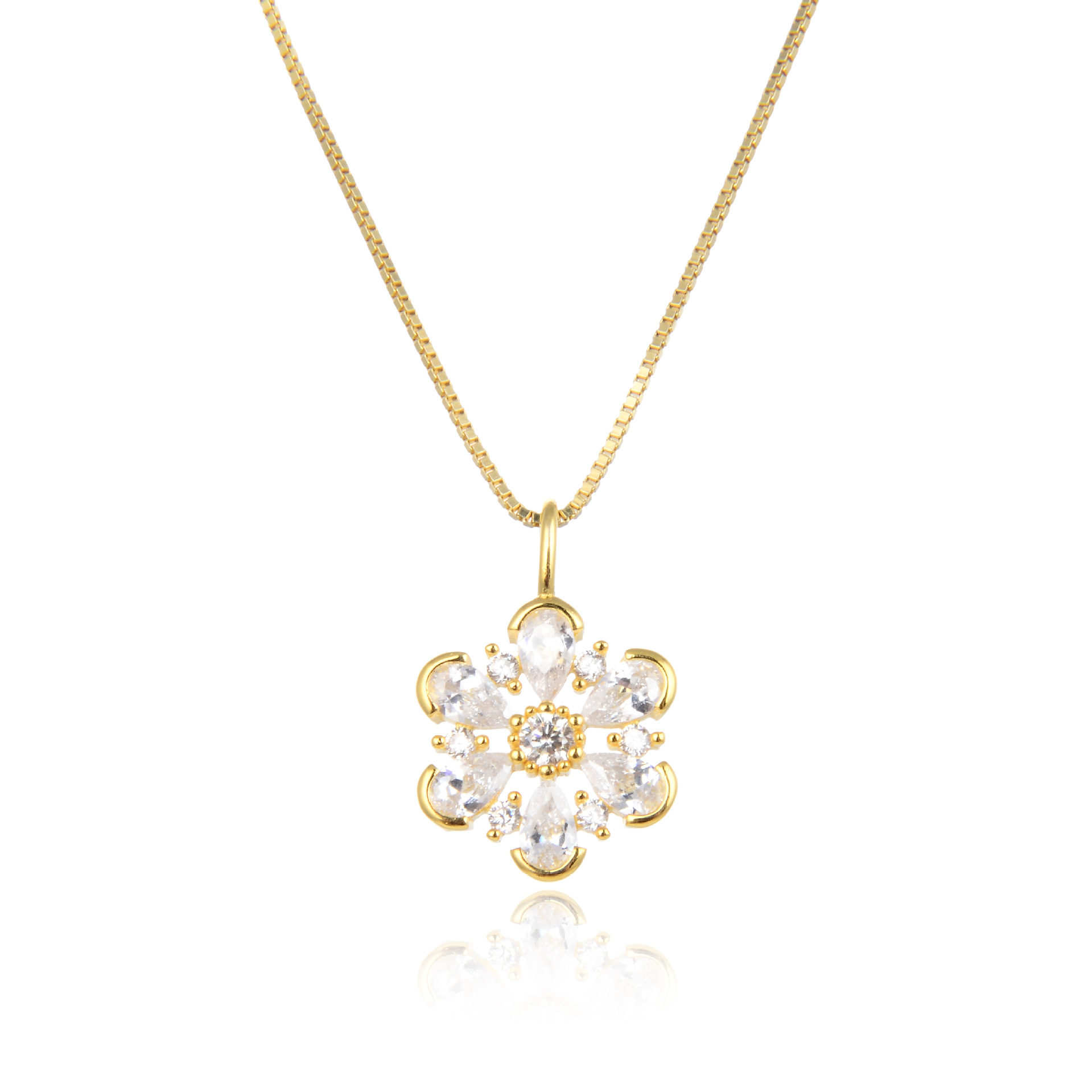 925 plata esterlina floral colgante colgante de piedra de micropartículas mujeres moda versátil transfronteriza flor amazónica cadena clavícula