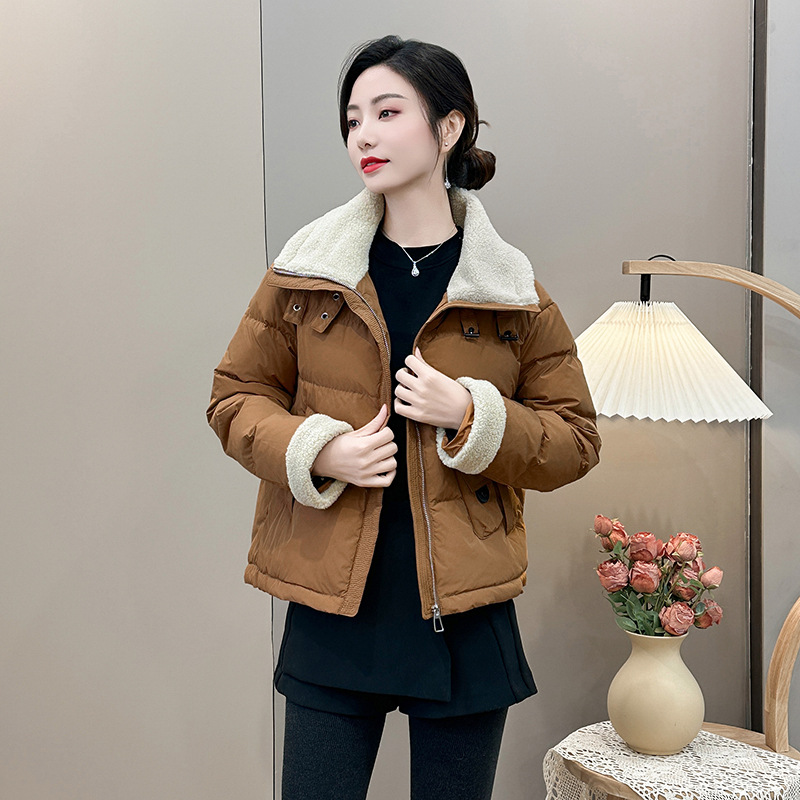 Winter fashionable keep warm short velvet down jacket