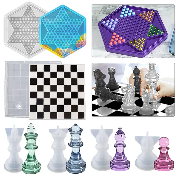 22 Types of Glue Molds Chinese Chess Chess Tarot Card Checkers Table Tennis Racket Interactive Silicone Mold