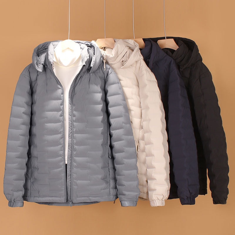 2025新款男女同款压胶可脱卸连帽休闲羽绒服保暖百搭轻便时尚外套