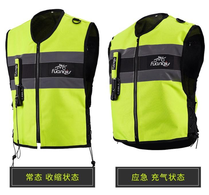 Nuevo tipo de motocicleta airbag chaleco de equipo de carreras ropa de cabina inflable anti-caída chaleco reflectante de seguridad