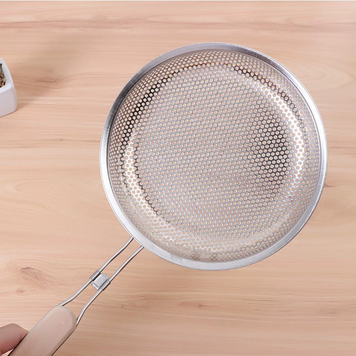 Wood -handed colander Homorph Magnetic Stainless Steel Spicy Steel Spicy Spicy Spicy Turbone Rice Loos Leak Powder Sour Powder Powder Network