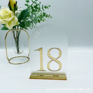 Amazon's Popular Acrylic Table Card, Golden Digital Wedding Table Number Plate, Banquet Table Number