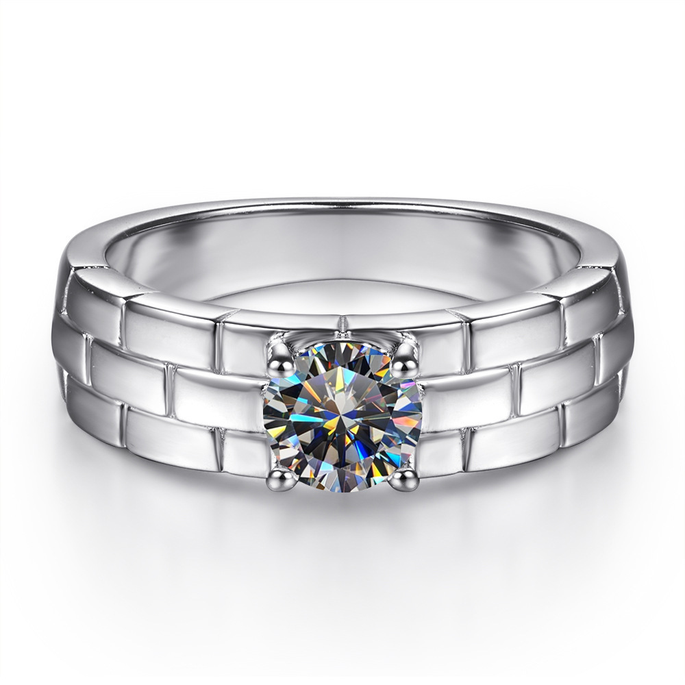 Explosiones transfronterizas 5MM0.5 quilates 925 anillo de plata esterlina creativo de moda correa de reloj con anillo de moissanita