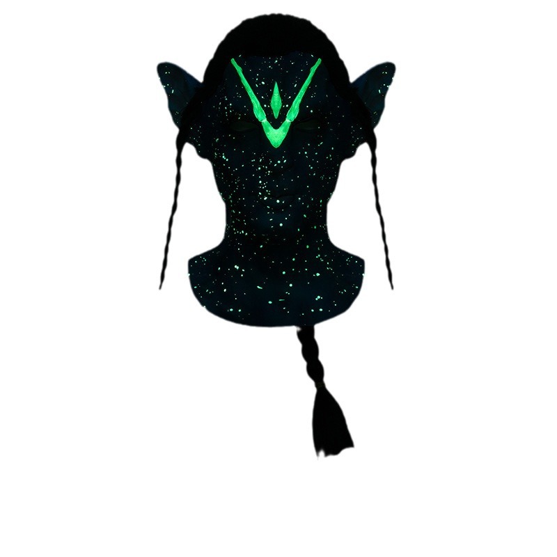 Máscara de Halloween casco de látex luminoso mismo avatar tocado papel juego bar bola cos