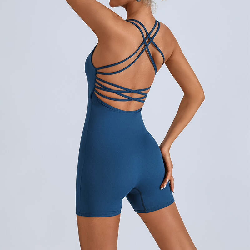 Ropa de una pieza de yoga transfronteriza europea y americana para mujer con almohadilla para el pecho