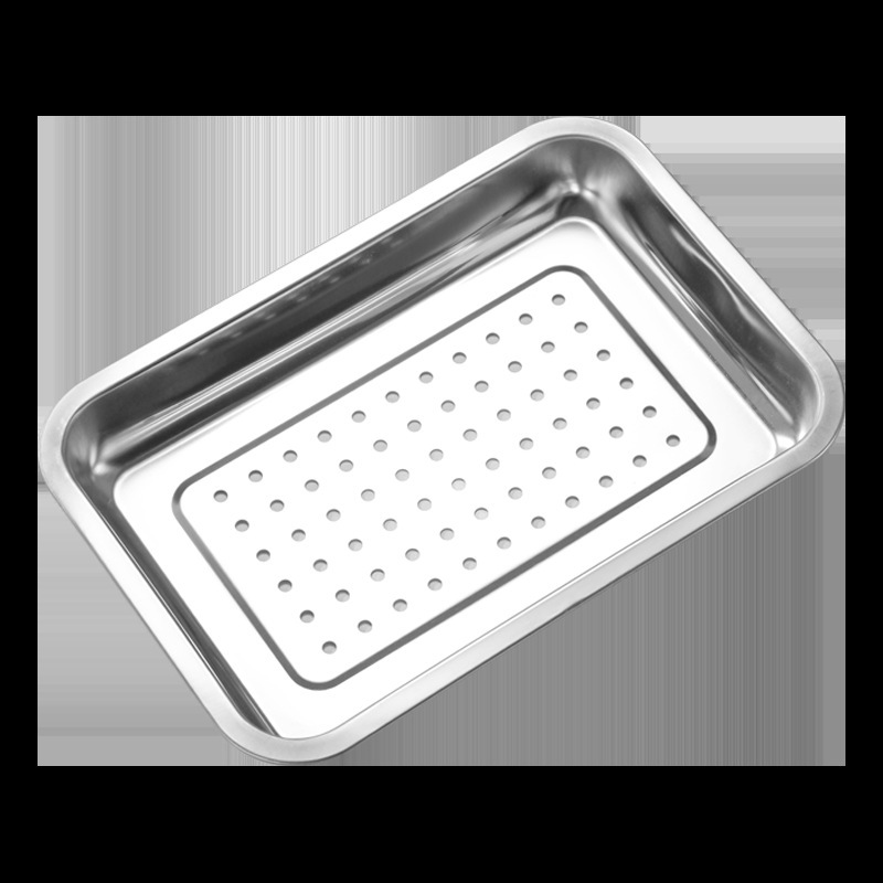 Qingwang ステンレス鋼漏斗パンチング長方形ティートレイ家庭用排水トレイ漏斗深蒸しトレイ濾過水排水トレイ|undefined