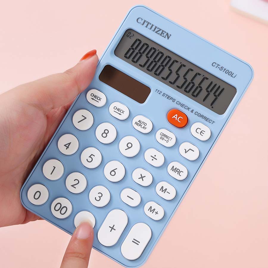 CT-5100Li simple de pantalla grande de 12 bits de la computadora mini portátil de la oficina del estudiante calculadora solar