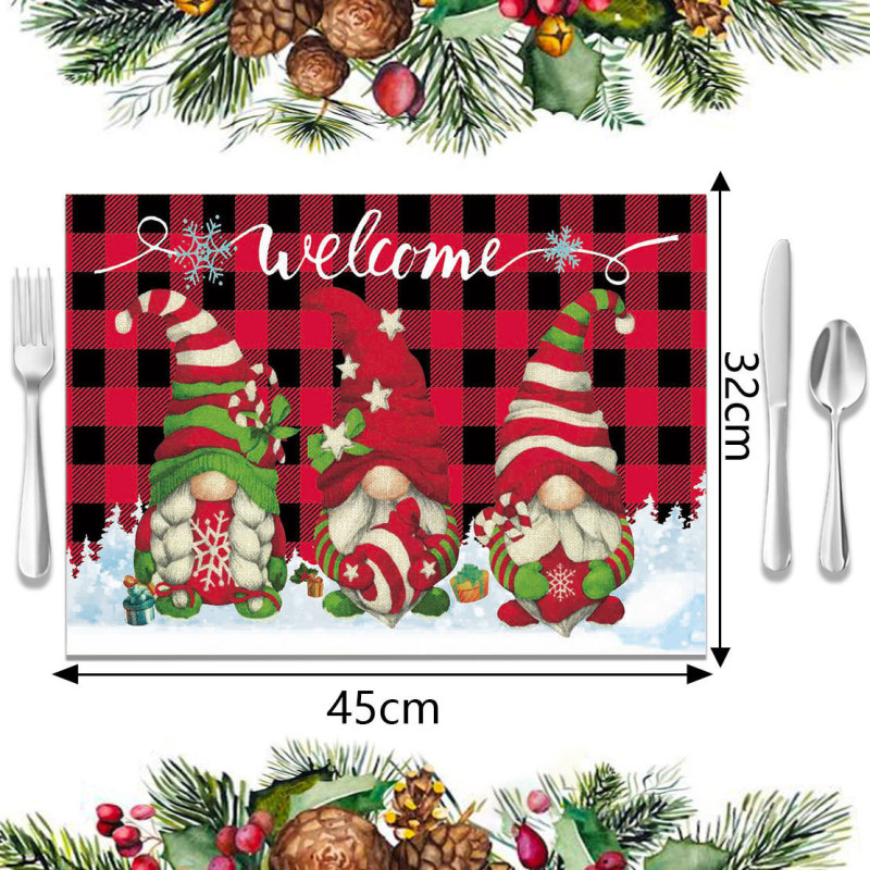 売れ筋のクロスボーダークリスマスデコレーションプレースマット、新しいホリデー食器断熱マット、リネン防汚洋食プレースマット|undefined