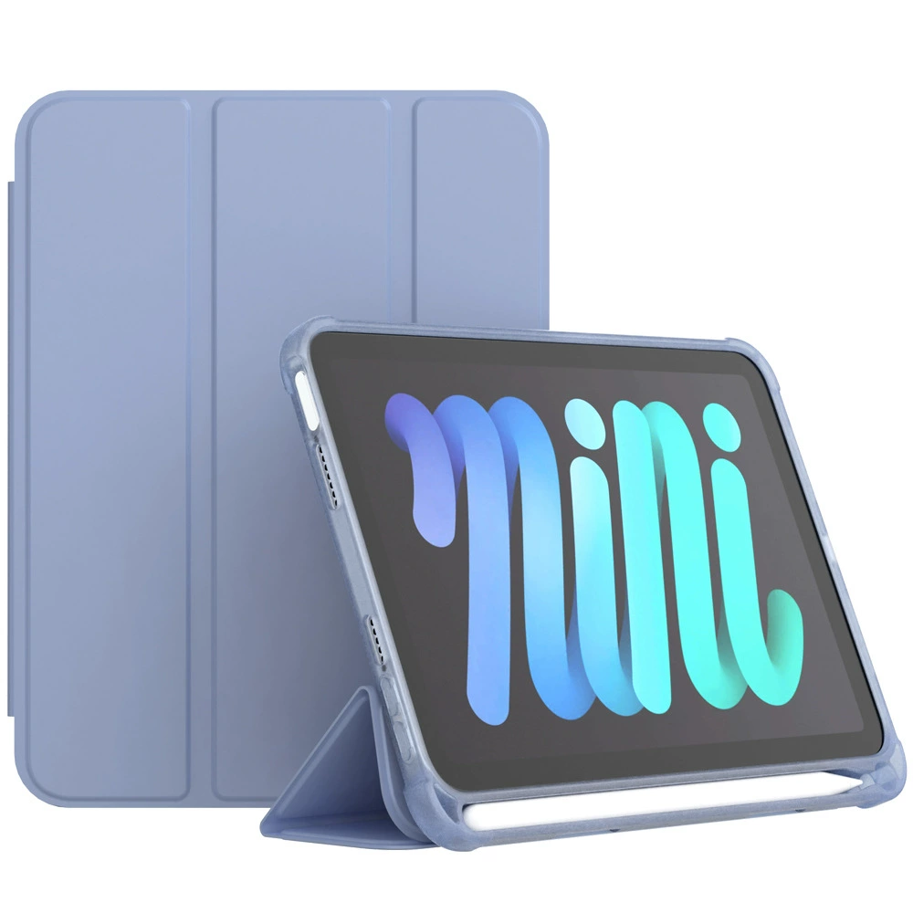 Защитный чехол (iPad) для iPad mini 6 — PU и силиконовый трёхстворчатый подставка, слот для ручки, соты против падения