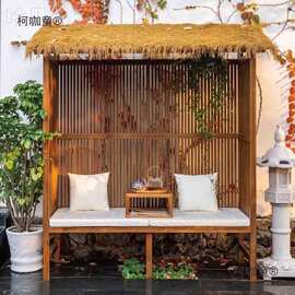 木屋茅草别墅休闲座椅凉亭户外庭院亭子花园小院造景茶室仿麦太保