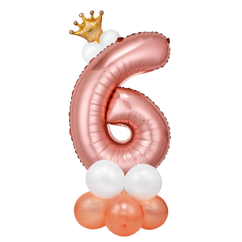 0-9 cumpleaños digital globo columna bebé un mes de edad diseño carretera globo fiesta decoración corona película de aluminio