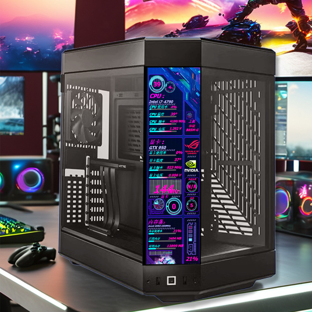 Computer chassis sub-screen 12.6 inch long strip hairtail screen HDMI Type-C 2K HD extended display