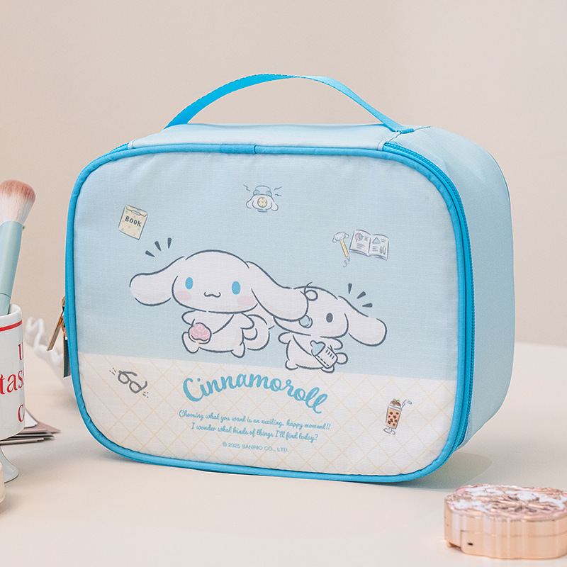 산리오 체크 무늬 화장품 가방 Jade Dog