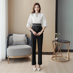 養生館足療足浴場技師工作服美容師中袖氣質修身套裝足浴SPA服裝