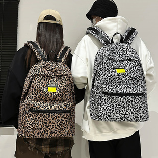 Schoolbag Korean Harajuku Leopard Print Schoolbag Female College Students New Fashion Brand Niche Backpack Male Junior High School Student Backpack