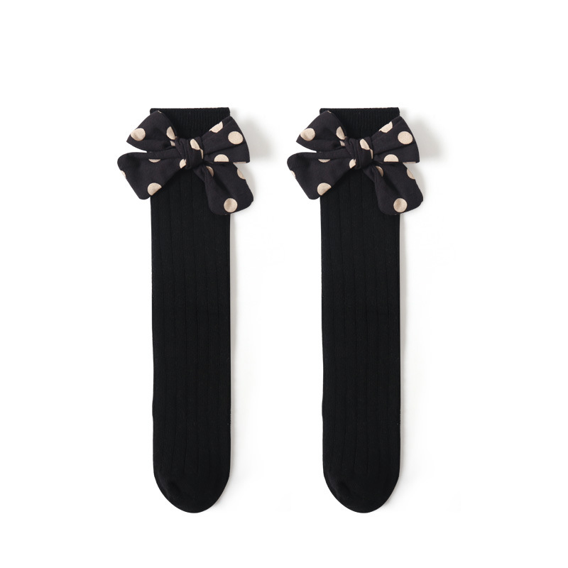 21 nuevos calcetines de primavera y otoño para niñas de algodón peinado red para niños rojo estilo coreano lunares estilo arco calcetines de media pantorrilla