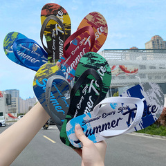 New graffiti flip-flops men's summer fashion outer wear men's flip-flops personalized non-slip slippers trendy beach sandals
