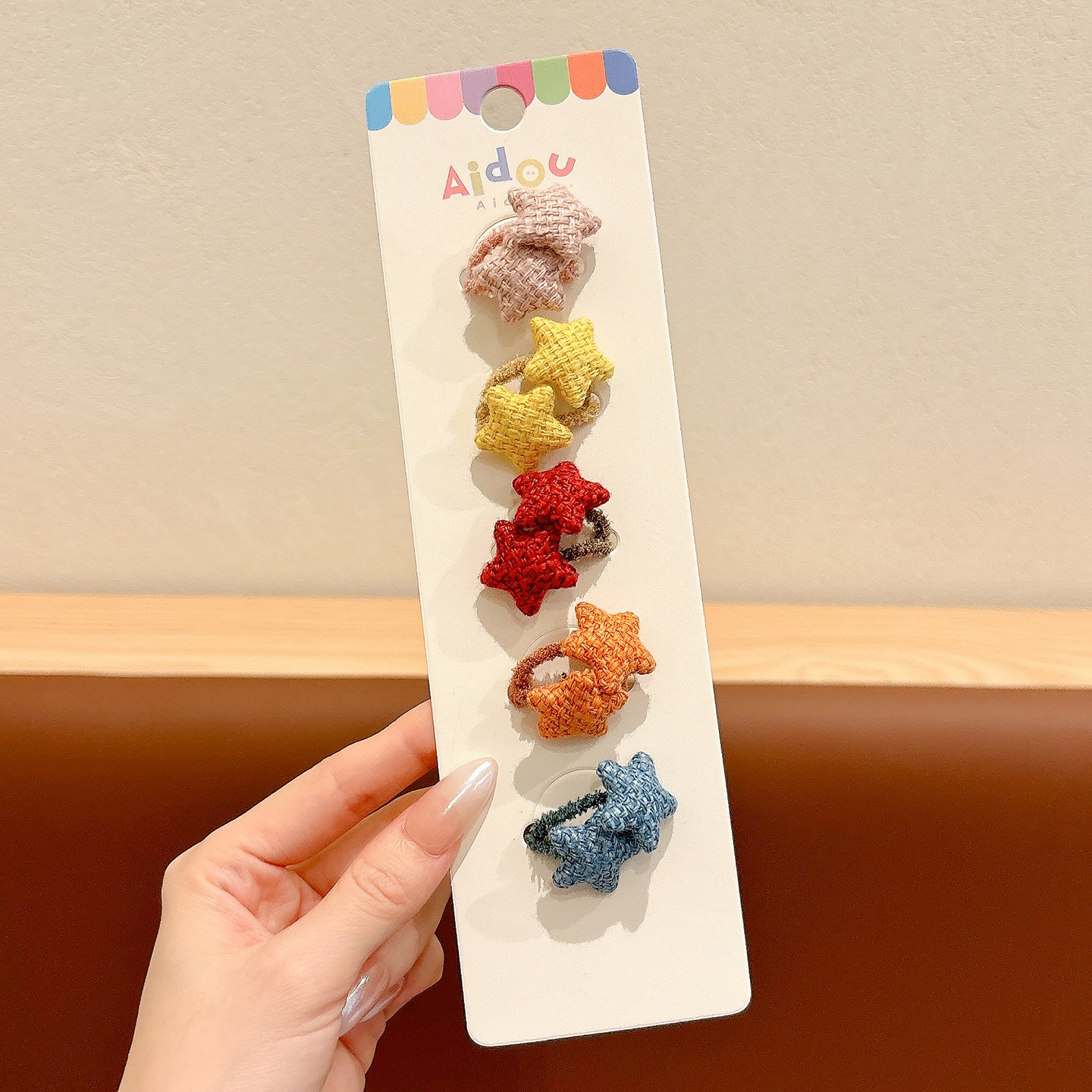 10 pieces of colorful braided star hair ties ~ about 1.5cm