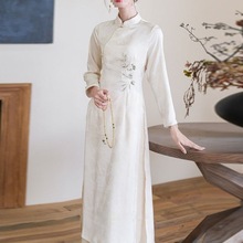 新中式国风刺绣旗袍套装秋季文艺禅意茶服茶艺师服装养生馆工作服