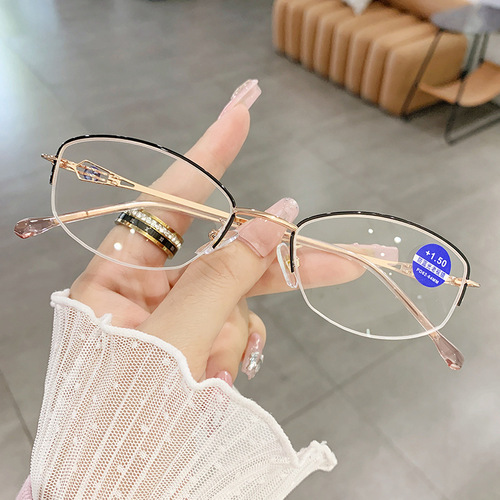 8335 Trendy New Women's Reading Glasses Half-Rim Fashionable Men's Hyperopia Glasses Wholesale Anti-Blue Light Elderly Glasses