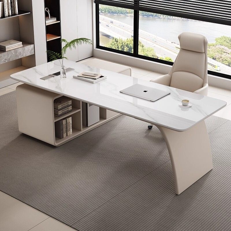 Light Luxury Slate Desk for Home Study, Modern Minimalist High-End Work Desk, Simple Computer Corner Desk