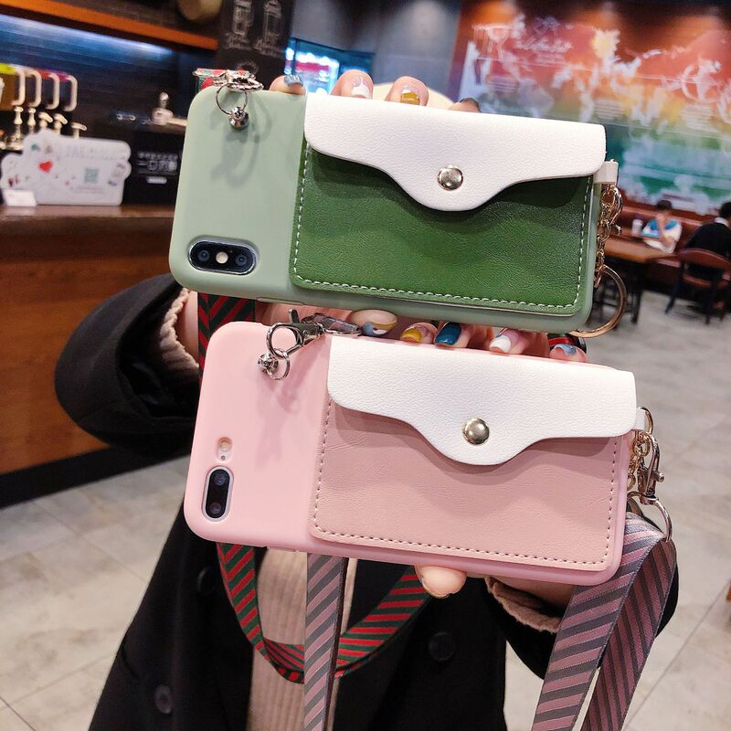 Coin Purse for Apple 16 Mobile Phone Case iPhone13/12 Crossbody Lanyard XR Card 8plus Soft 14 Case 15