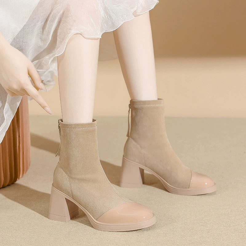 Модные эластичные короткие ботинки Shi Guanqiao 868-2, осень-зима 2025, новые ретро-ботинки, популярные замшевые ботинки-мартинсы.