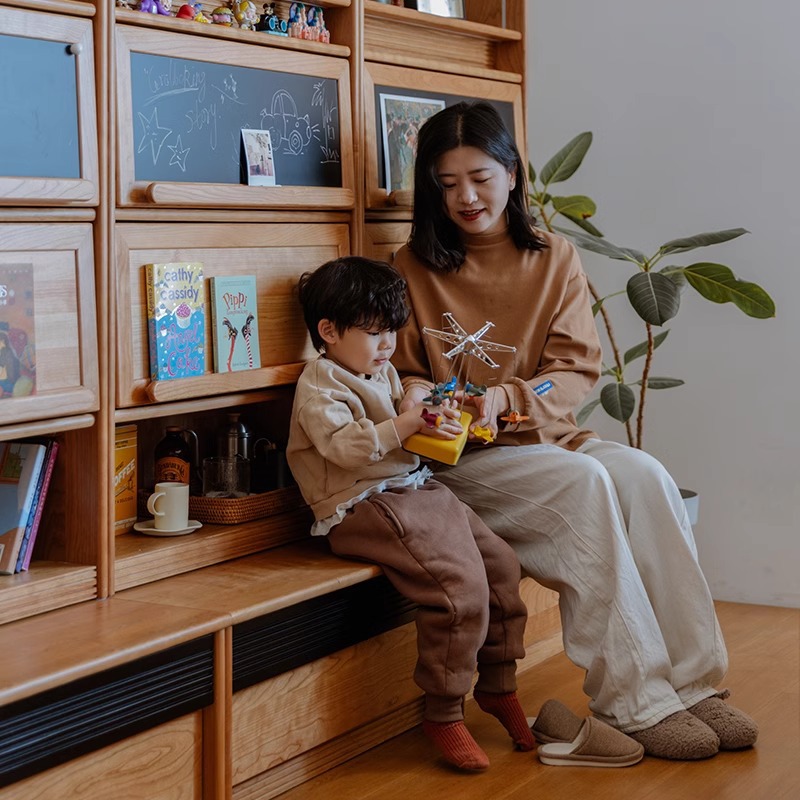 春藤书柜樱桃木去客厅化组合卡座书柜一体整墙书房实木收纳储物柜 3