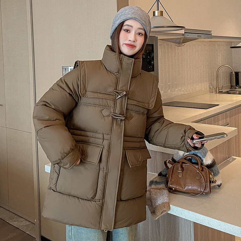 2025 invierno nuevo diseño coreano calentamiento casual engrosado abrigo de cuello naval
