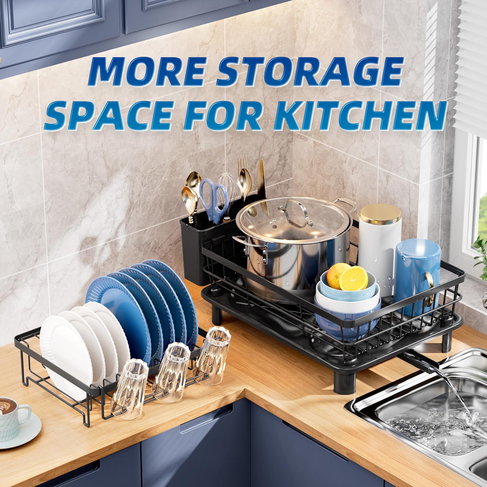 Cocina de drenaje de platos estante de almacenamiento palillos domésticos cuchillos y tenedores artículos de cocina de almacenamiento taza de platos estante de drenaje de platos