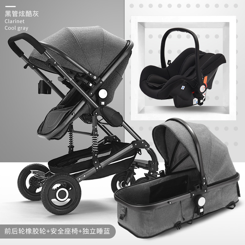 Cochecito de bebé Wisesonle bidireccional con vista alta, se puede sentar y acostar, ligero, plegable, con amortiguación y asiento con aire.