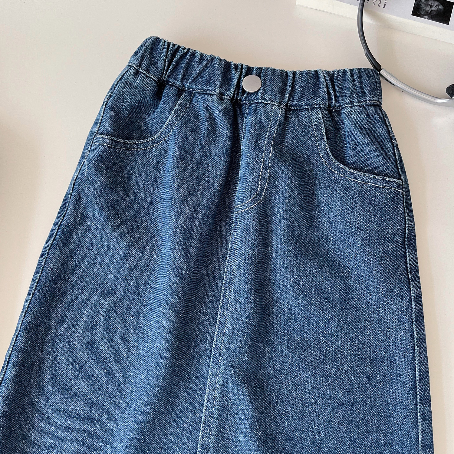 2024 Herbst neue koreanische Version Mädchen Einreiher Top langen Rock Baby Casual Denim Set 67385_voghion.com