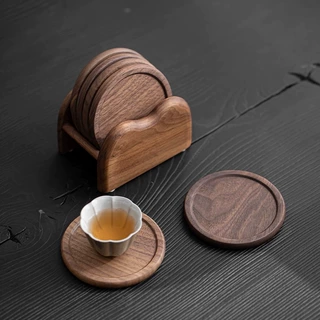 胡桃木杯垫实木日式茶道茶杯垫托收纳茶具配件咖啡耐热防烫隔热垫