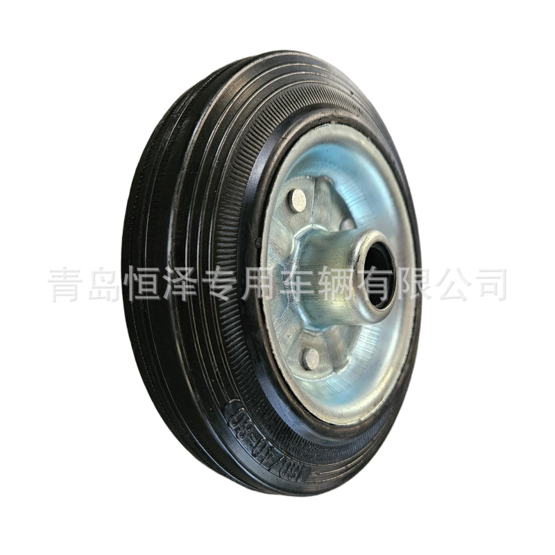 6寸160/40-80实心橡胶轮镀锌工业脚轮 实心铁芯橡胶轮机械设备轮