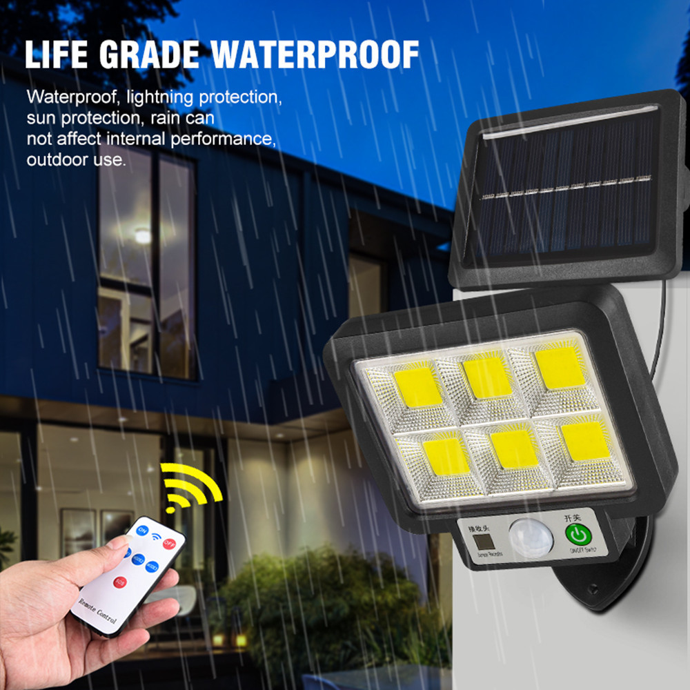Nueva transfronteriza solar split control remoto luz de la inducción al aire libre impermeable 72COB luz del jardín 56LED luz del garaje