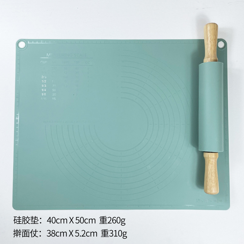 New Product Silicone Dough Mat Rolling Pin Set with Colored Box Large Silicone Mat Baking Tools Direct Manufacturer Sale