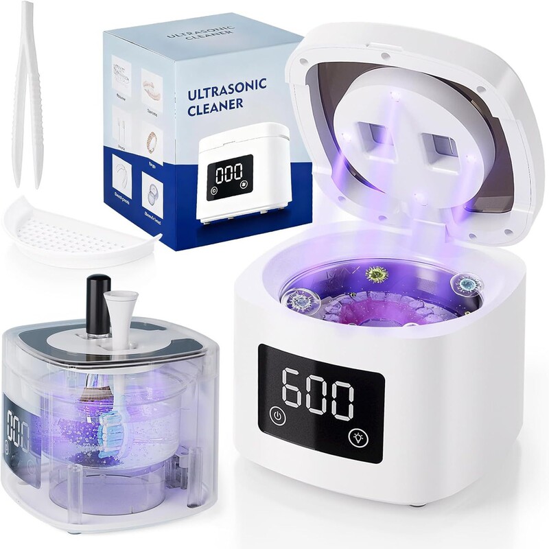In-Stock Ultrasonic Denture Cleaning Machine, Portable Visual Uv Jewelry Sterilizer, Fully Automatic