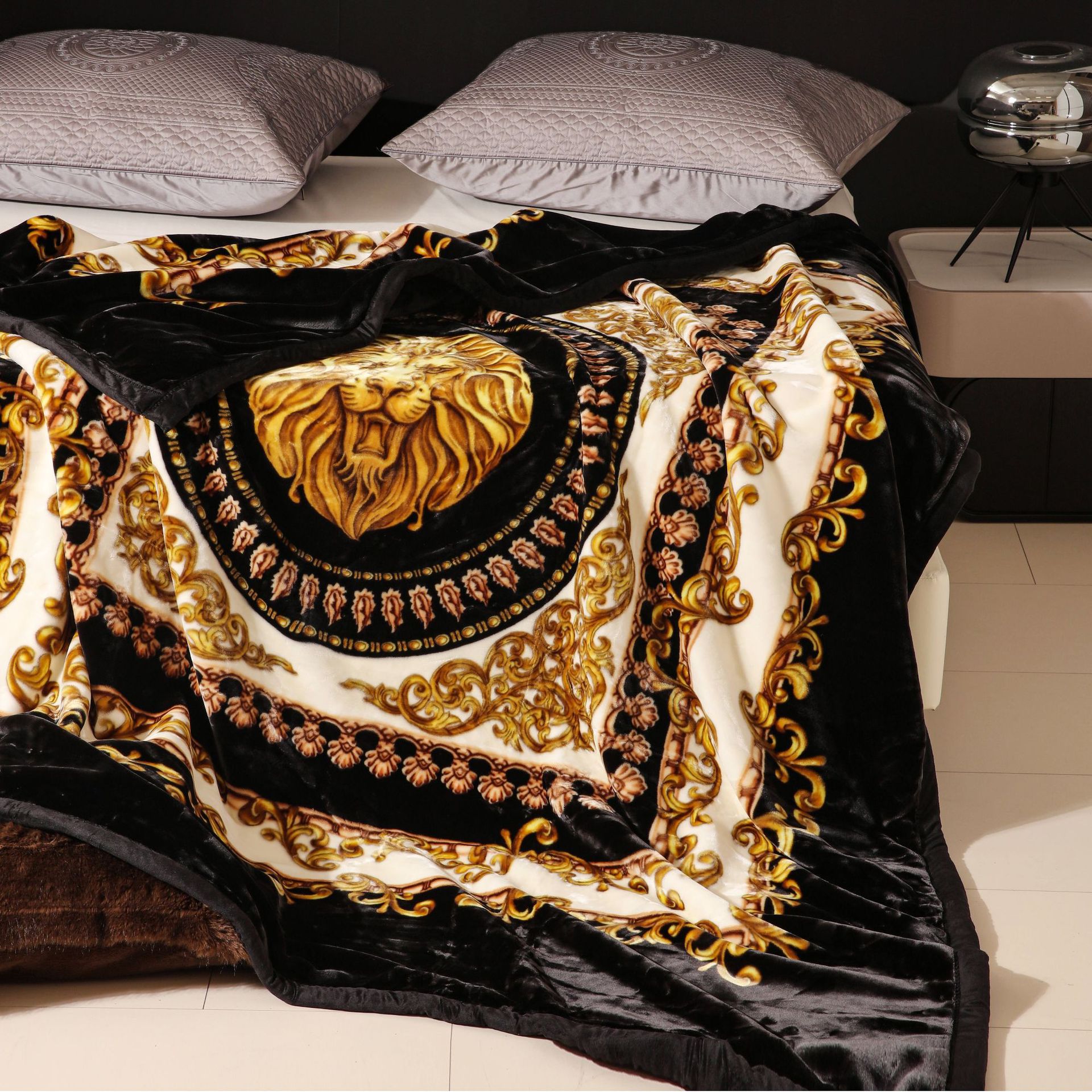 Nueva franela de leche gruesa de comercio exterior, manta de impresión cálida y agradable para la piel en invierno, manta de sofá, manta transfronteriza