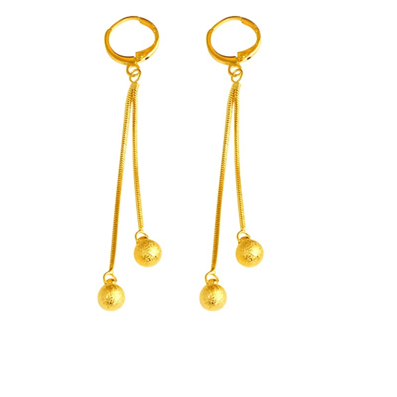 Nuevos pendientes redondos esmerilado del grano pendientes largos pendientes de la borla pendientes elegantes de la cara que adelgazan la fuente de la fábrica de la joyería