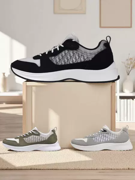 Cross-Border European B25 Printed Lettering Men's Thick-Soled Casual Shoes with Mesh Breathable Versatile Sports Running Shoes
