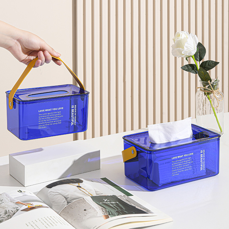 透明ティッシュボックスのリビングルームの高級な豪華な芸術感家庭用創意茶のいくつかの手提げpet引き出し箱の高級感|undefined