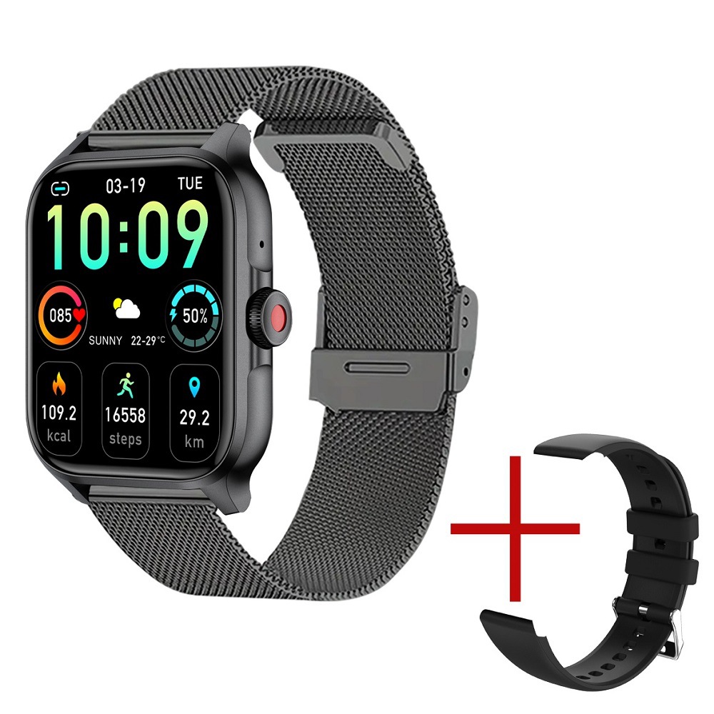 L'acier net est livré avec un bracelet en silicone noir